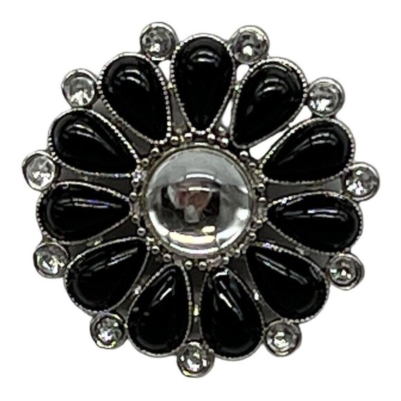 Lindsay Phillips Interchangeable Snaps "Thea" One Size Black & Silver Floral Des - Picture 3 of 7